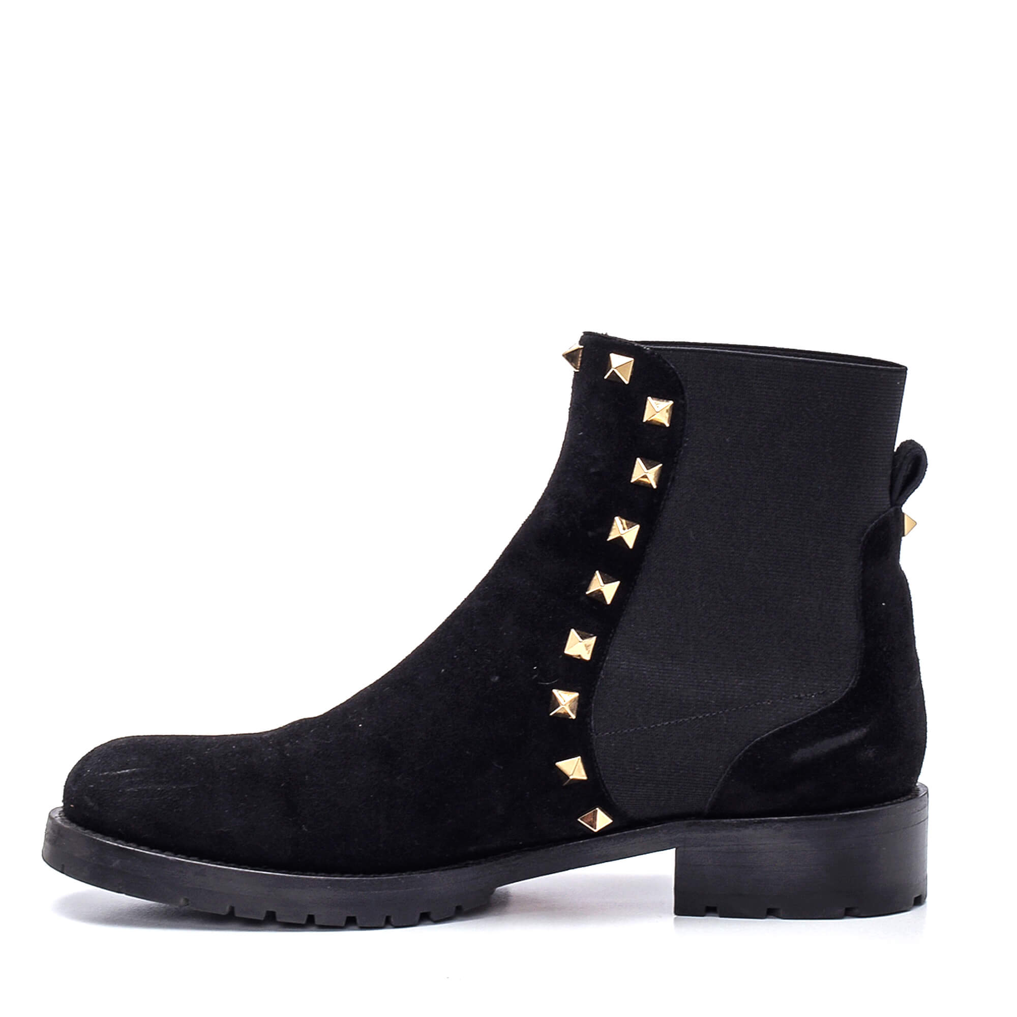  Valentino - Black Suede & Gold Rockstud Boots